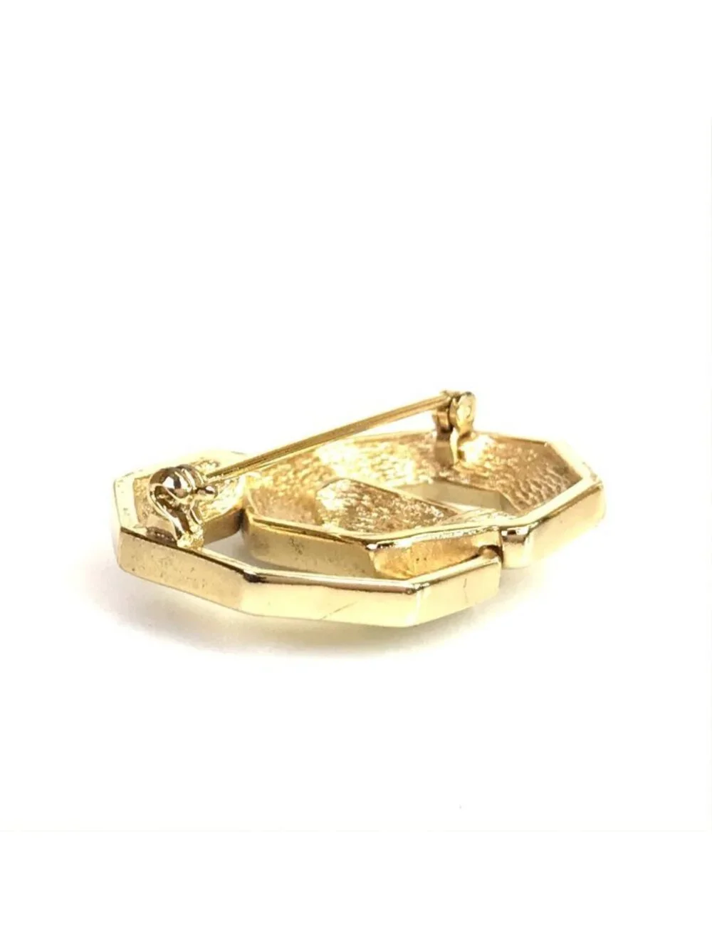 Dior Brooch Gold Interlocking Rhinestone